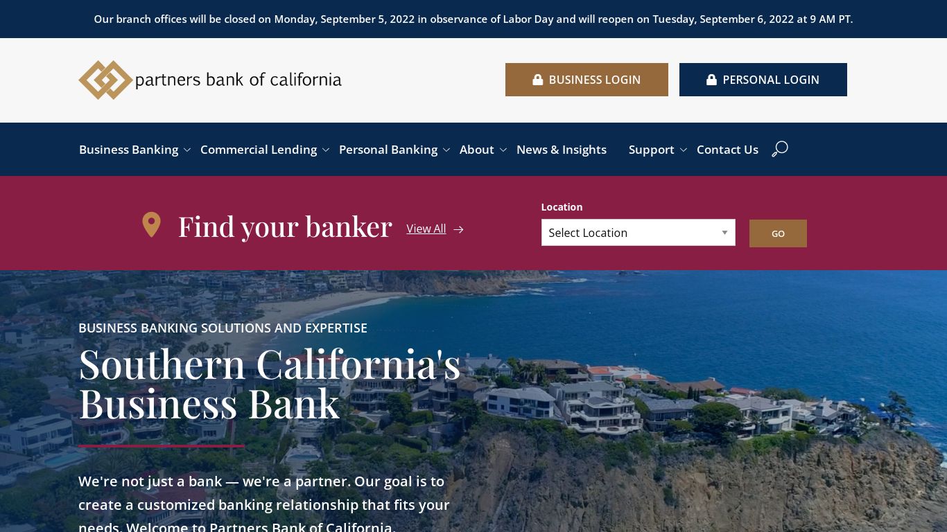 Southern California's Business Bank | Partners Bank of California